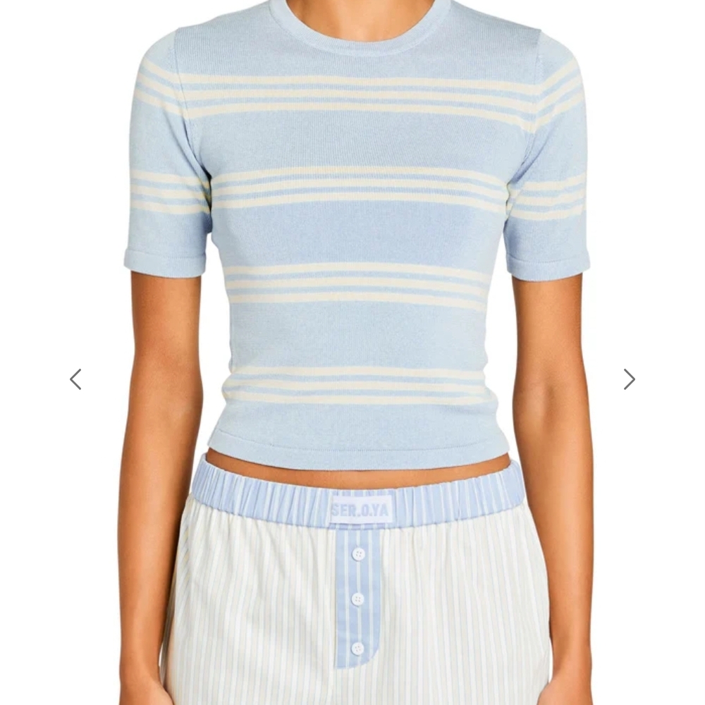 SER.O.YA Light Blue and White Striped Tee